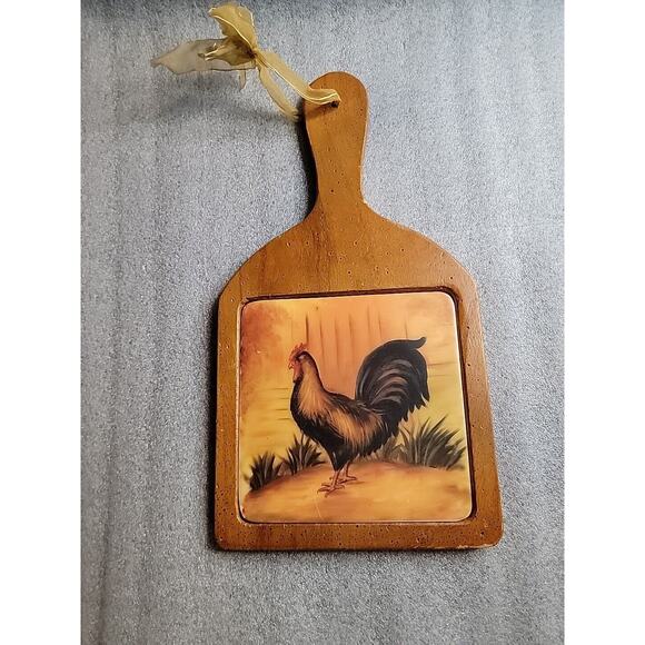 Vintage Rooster Tile Ceramic Trivet‎ Hot Plate Cutting Board Country Decor - Picture 1 of 8